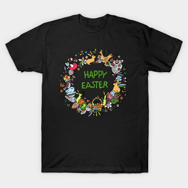 Easter Eggs Bunnies Hunting Happy Easter T-Shirt by cruztdk5